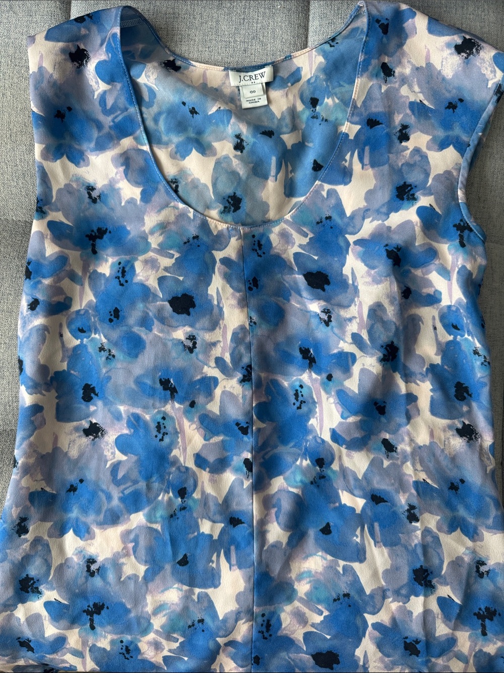 J. Crew Blue Floral Scoop Neck Camisole